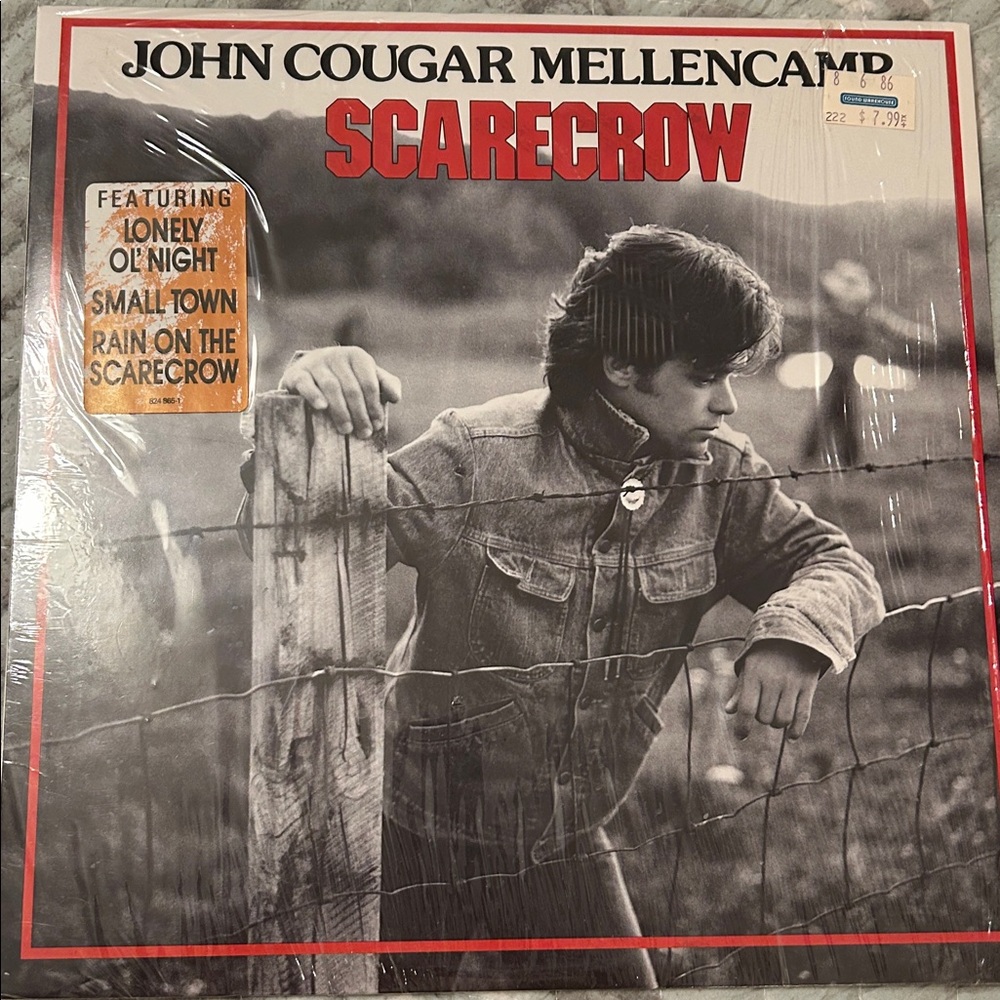 John Cougar Mellencamp "Scarecrow" Vinyl Album - Black & Red Cover 1985